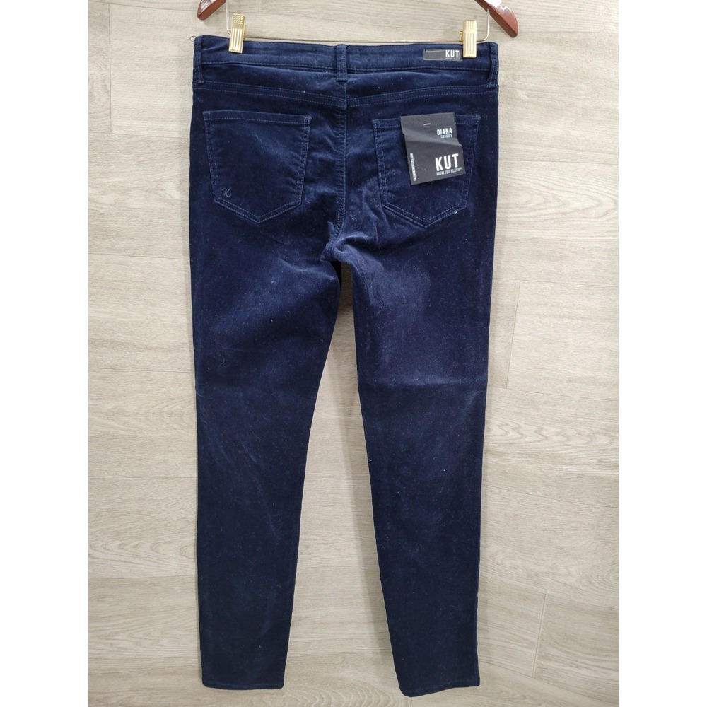 NWT KUT From The Kloth Diana Fab Ab Skinny Corduroy Pants Women's 6 Navy Blue - Picture 3 of 8